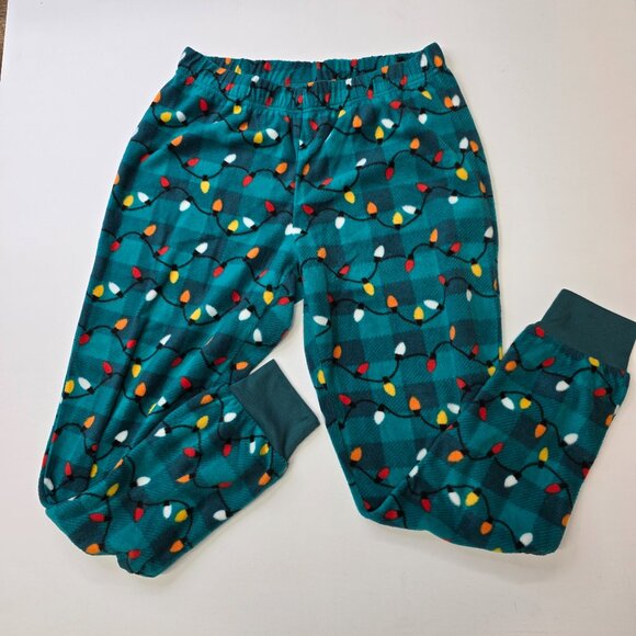 Jolly Jammies Green Christmas Lights Fleece Medium - Picture 1 of 7